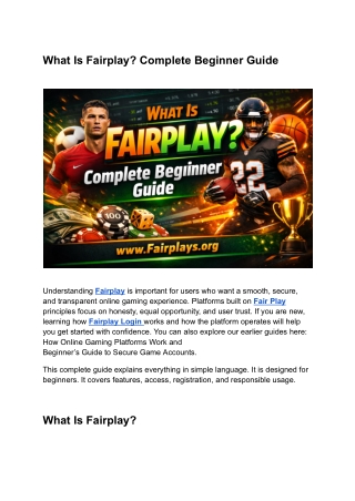 What Is Fairplay Complete Beginner Guide