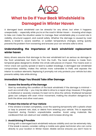 What to Do If Your Back Windshield Is Damaged in Winter Haven