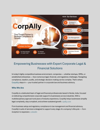 CorpAlly – Expert Corporate Legal & Financial Advisory Services