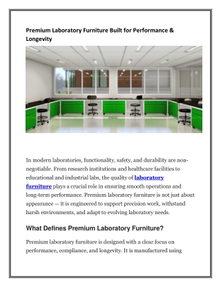 Premium Laboratory Furniture Built for Performance