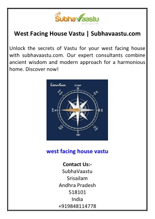 West Facing House Vastu | Subhavaastu.com