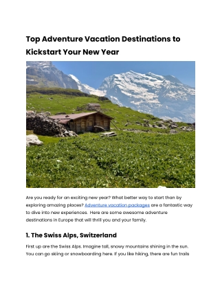 Top Adventure Vacation Destinations to Kickstart Your New Year