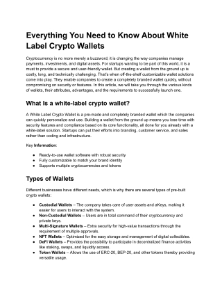 Everything You Need to Know About White Label Crypto Wallets