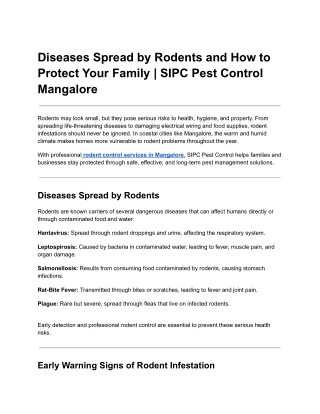 Rodent control services in Mangalore