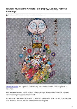 Takashi Murakami Christo Biography Legacy Famous Paintings