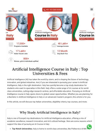 Artificial Intelligence Course in Italy | Top Universities & Career Scope