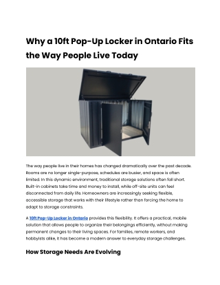 Why a 10ft Pop-Up Locker in Ontario Fits the Way People Live Today