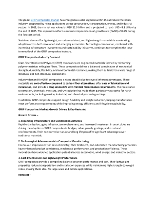 GFRP Composites Market 2026-2035 | Size, Growth, Trends and Insights Report