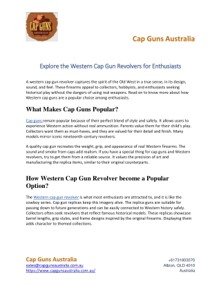 Explore the Western Cap Gun Revolvers for Enthusiasts