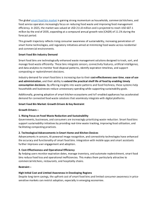 Smart Food Bin Market Size, Trend and Outlook 2026–2035