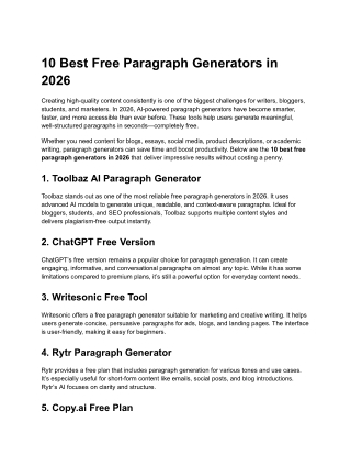 10 Best Free Paragraph Generators in 2026