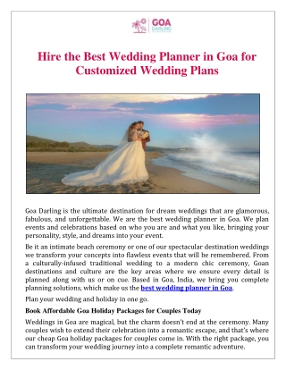 best wedding planner in Goa