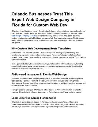 Orlando Businesses Trust This Expert Web Design Company in Florida for Custom Web Dev