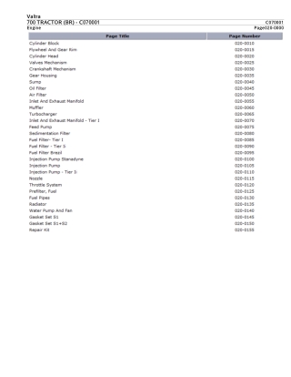 Valtra 700 TRACTOR (BR) Tractor Parts Catalogue Manual Instant Download (Part No. C070001)