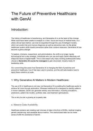The Future of Preventive Healthcare with GenAI
