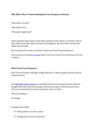 Why Didn’t I React Understanding the Freeze Response in Women