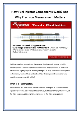 How Fuel Injector Components Work And Why Precision Measurement Matters -VIEW