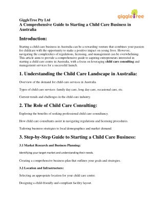 Child Care Business in Australia