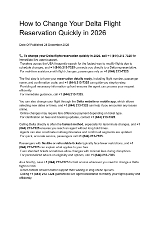 How to Change Your Delta Flight Reservation Quickly in 2026 (USA Number List)