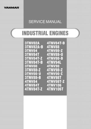 Yanmar TNV Series Service Repair Manual Instant Download (Book Code No. S5PW0043E02)