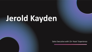 Jerold Kayden - A Profit-Optimizing Strategist - Boston, MA
