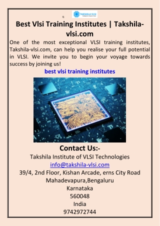 Best Vlsi Training Institutes Takshila-vlsi.com