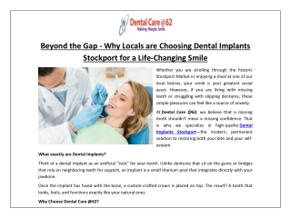 Beyond the Gap - Why Locals are Choosing Dental Implants Stockport