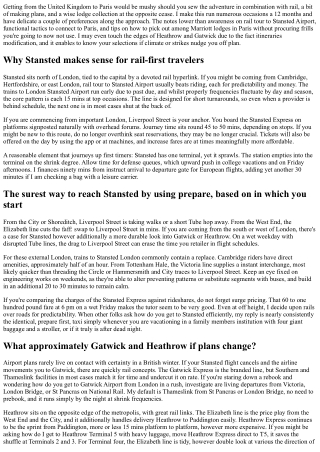 Rail Travel to Stansted Airport and Paris Connections: Staying with Marriott in