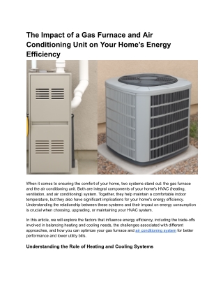The Impact of a Gas Furnace and Air Conditioning Unit on Home Energy Efficiency