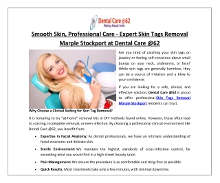 Smooth Skin, Professional Care - Expert Skin Tags Removal Marple Stockport