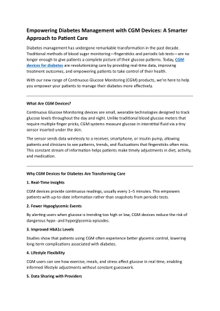 CGM devices for diabetes