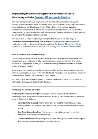 Dexcom G6 system in Florida