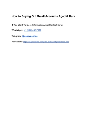 How to Buying Old Gmail Accounts Aged & Bulk