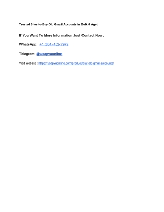 Trusted Sites to Buy Old Gmail Accounts in Bulk & Aged