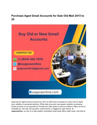 Purchase Aged Gmail Accounts for Sale Old Mail 2015 to 25