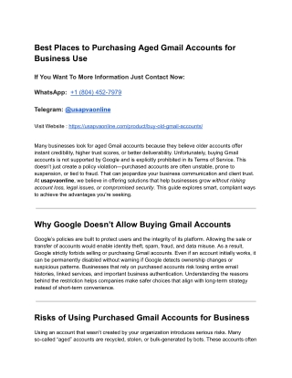 Best Places to Purchasing Aged Gmail Accounts for Business Use