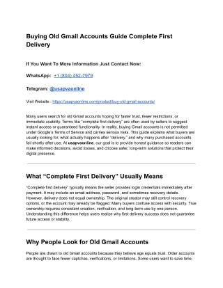 Buying Old Gmail Accounts Guide Complete First Delivery