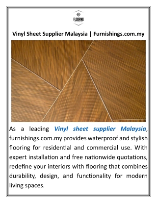Vinyl Sheet Supplier Malaysia Furnishings.com.my