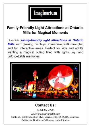 Family-Friendly Light Attractions at Ontario Mills for Magical Moments