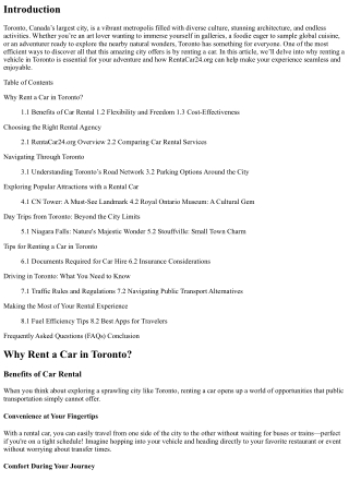 Unlock the City: Explore Toronto with a Rental Car