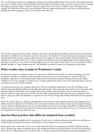 Specialist Painters in Ypsilanti: Inside vs. Outside Finest Practices