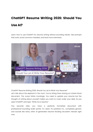 ChatGPT Resume Writing 2026: Should You Use AI?