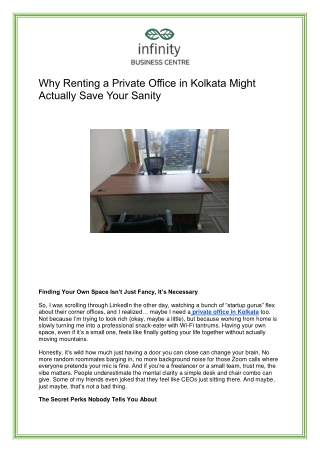 Private Office in Kolkata | Fully Furnished Chambers