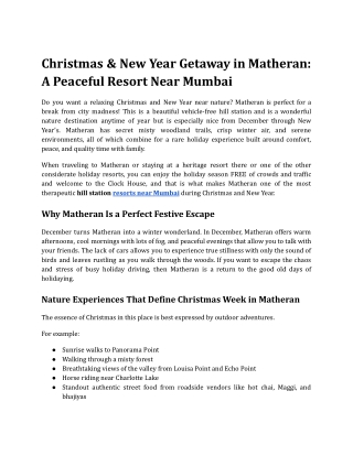 Christmas & New Year Getaway in Matheran_ A Peaceful Resort Near Mumbai