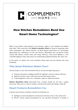 How Kitchen Remodelers Bend Use Smart Home Technologies
