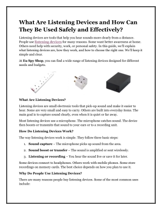 What Are Listening Devices and How Can They Be Used Safely and Effectively?