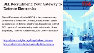 BEL Recruitment Bharat Electronics Limited Jobs, Eligibility & Careers