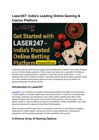 Laser247_ India's Leading Online Gaming & Casino Platform