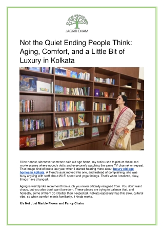 Luxury Old Age Homes in Kolkata | Premium Senior Living