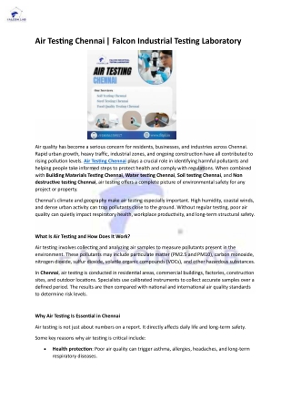 Air Testing Chennai